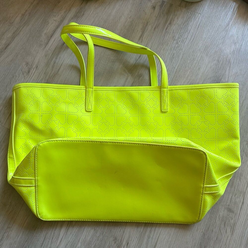 Kate Spade New York Molly Bikini Dot Tote Bag Neon Yellow Chartreuse Acid - Picture 3 of 9